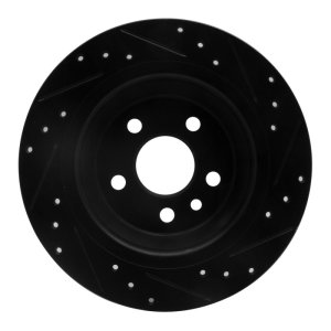 Ford Focus RS Brake Rotor (1) - Rear Left - R1 Concepts - Drilled & Slotted - Black - `09-`15